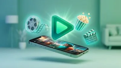 Aplicativo para assistir filmes no celular com pipoca e claquete