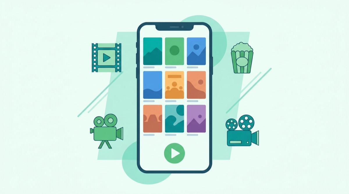 Catálogo de filmes em um aplicativo de streaming no celular